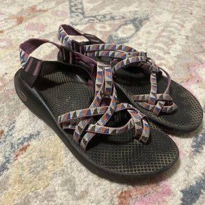 Chaco Women's Double Strap Toe Loop Purple Sandals Size 9 J105124  Geometric